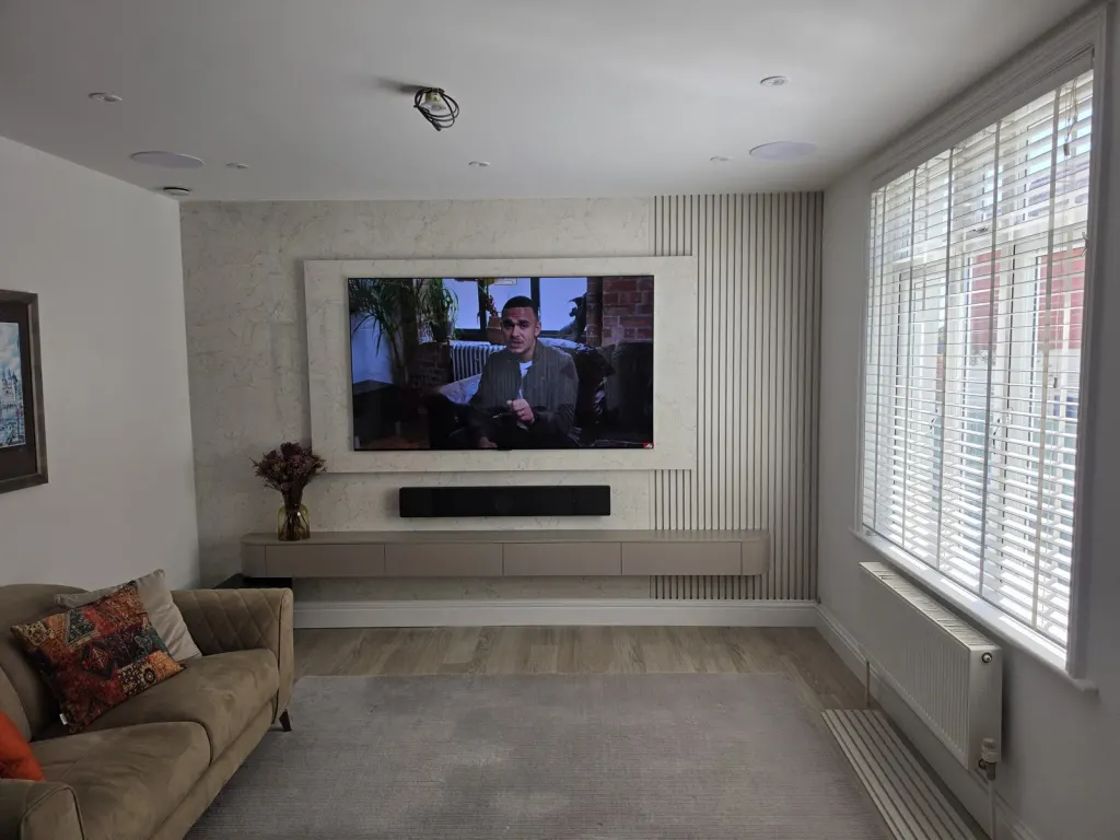 After: Panelled TV wall