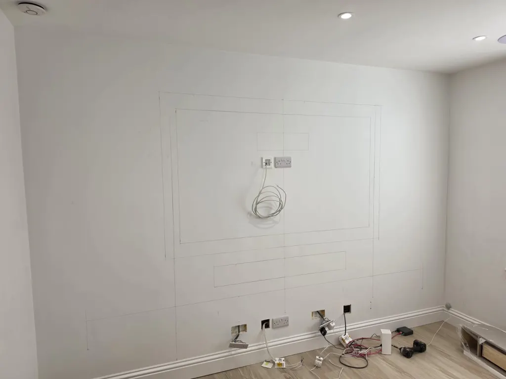 Before: Panelled TV wall